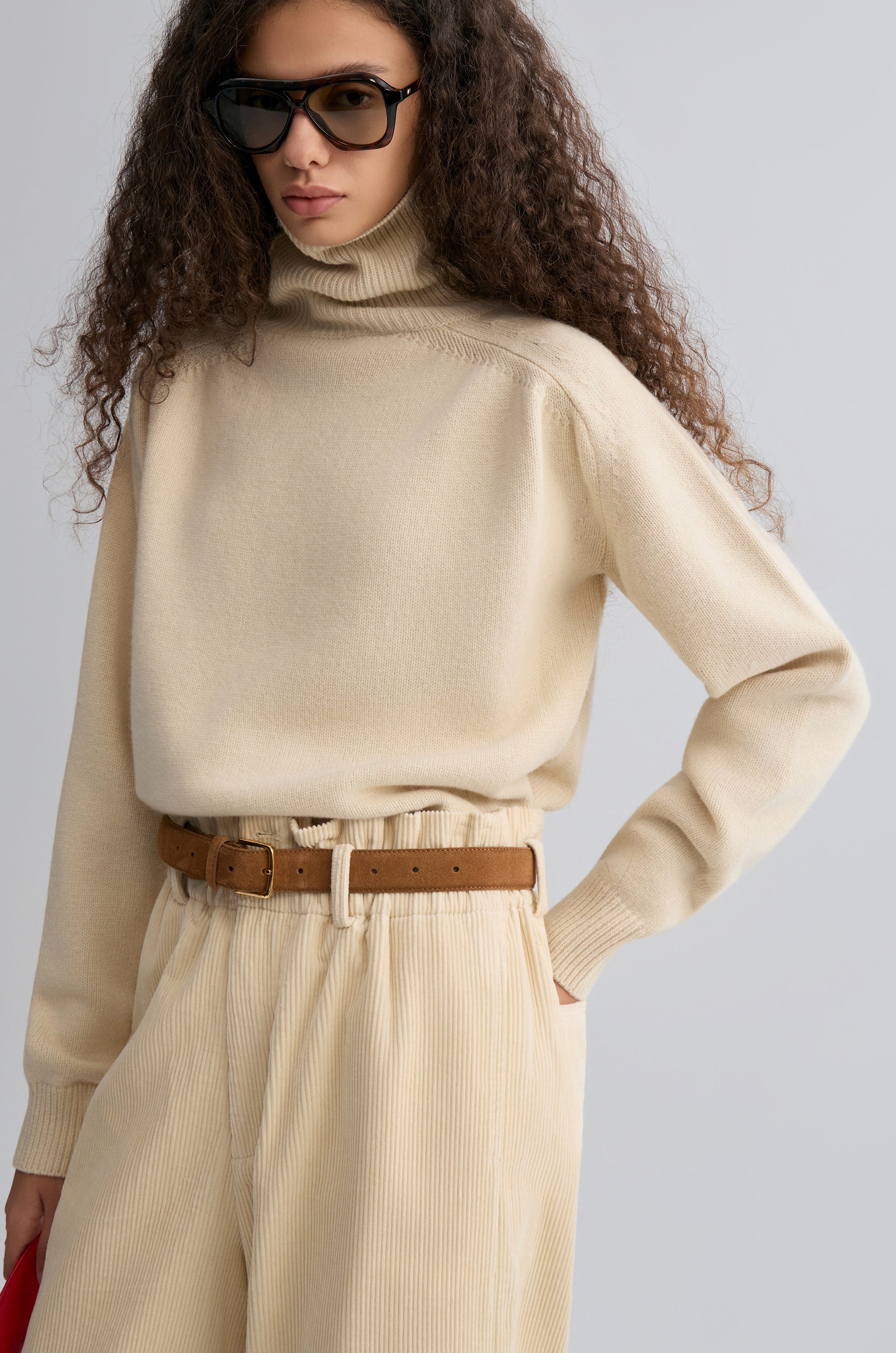 Wool and yak-blend Turtleneck Ivory
