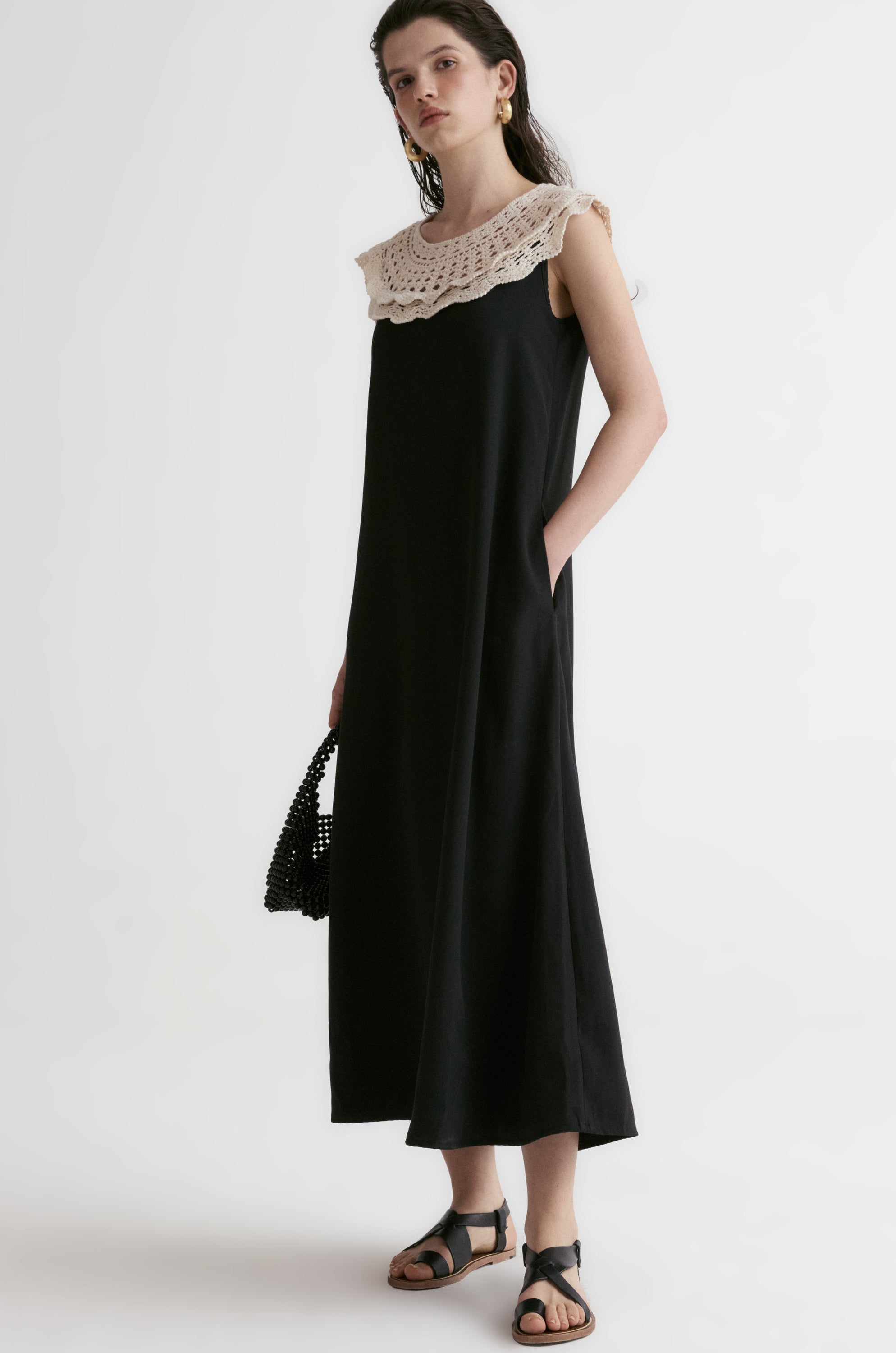 Majorelle Hand-Crochet Collar Dress