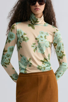 Rosetta Long Sleeve Turtleneck Top Beige