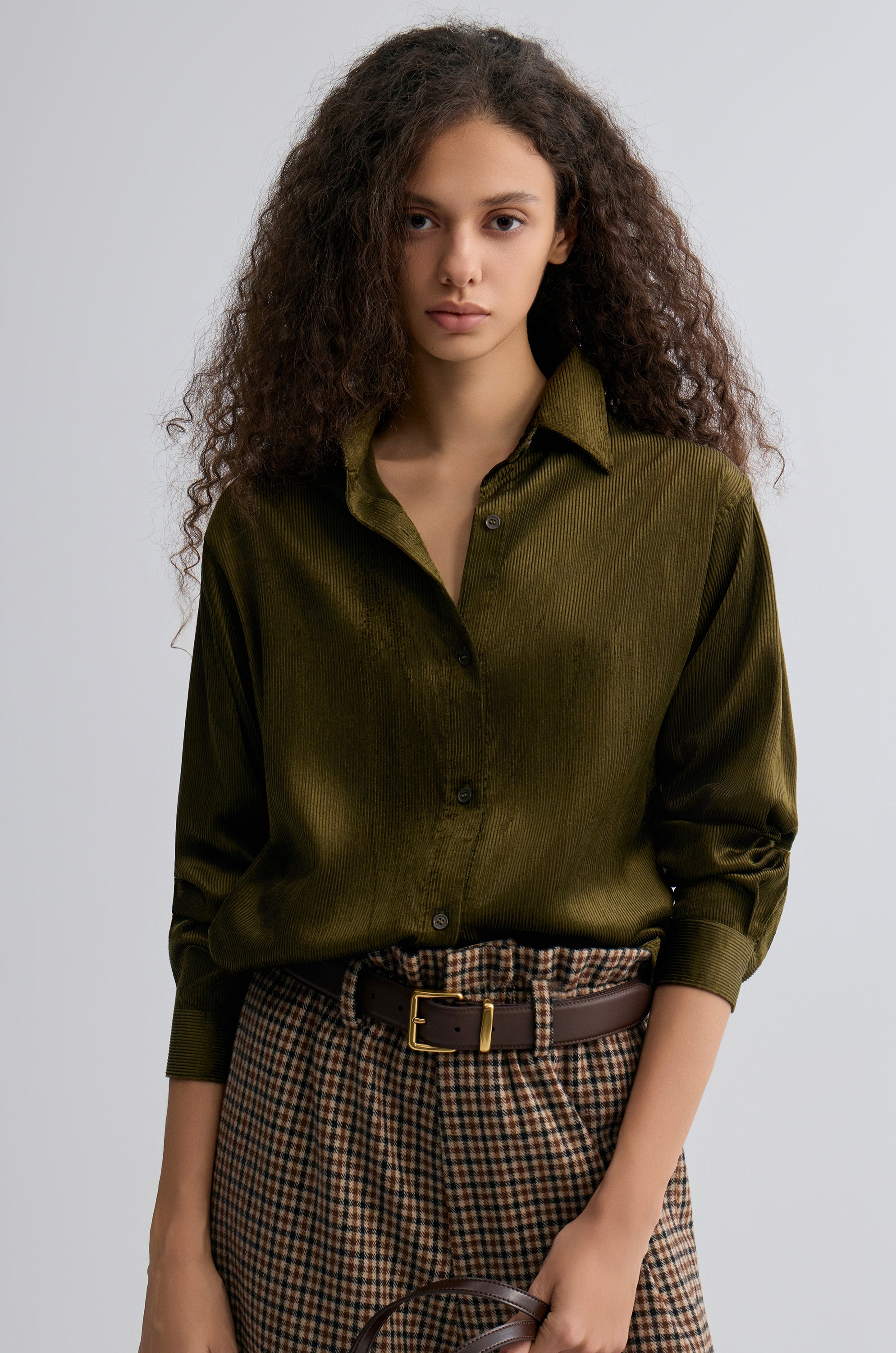 Weekend Corduroy Blouse Peat Moss