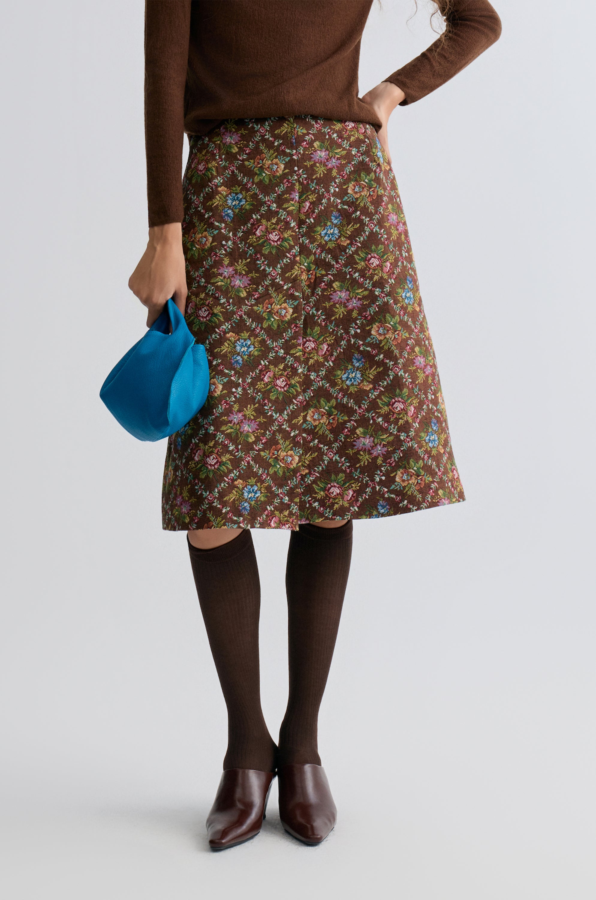 Retrobloom Jacquard Skirt Chocolate