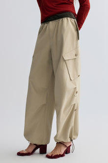 Washed Baggy Cargo Trousers Dusty Ivory