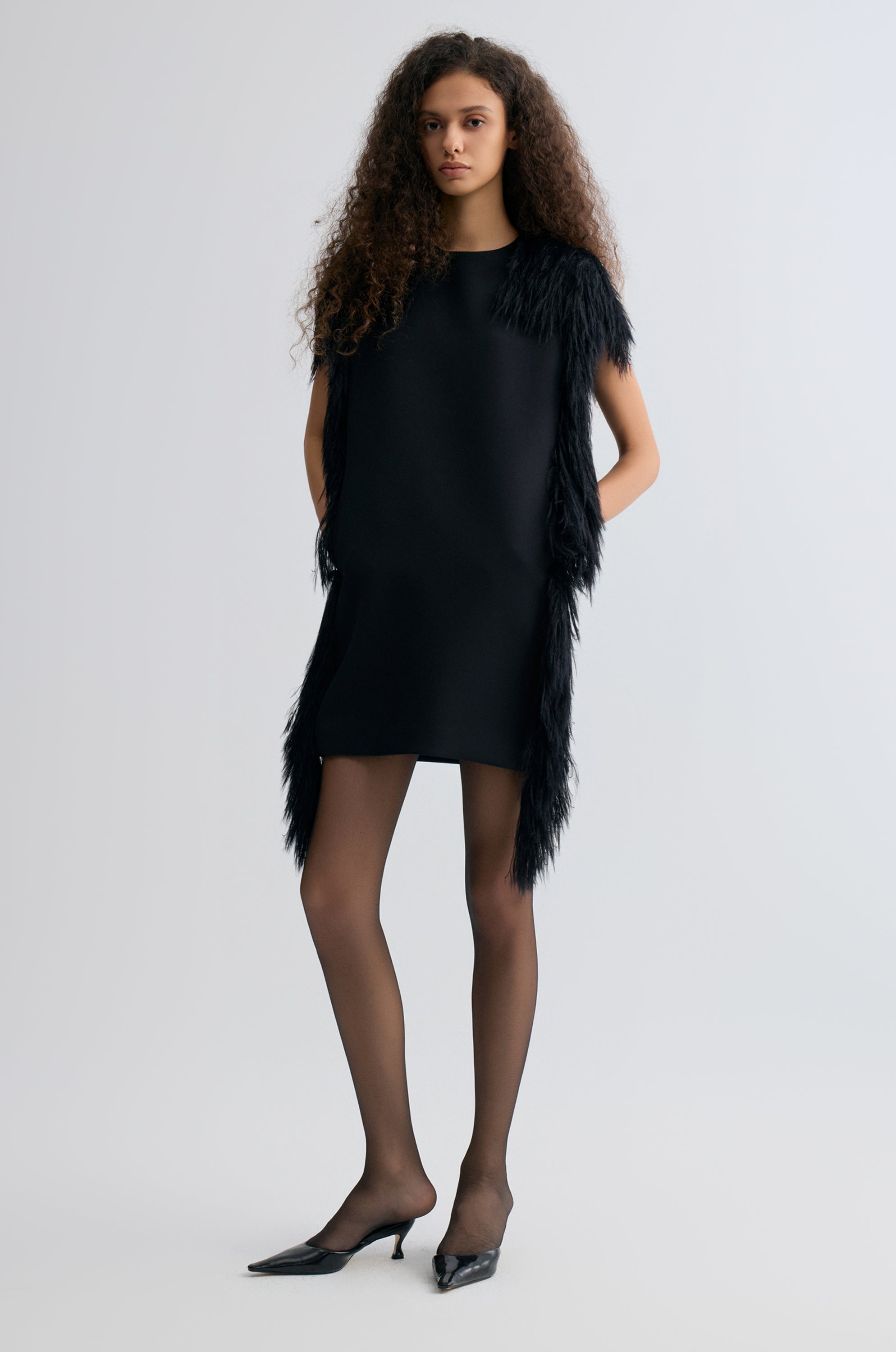 Side-Trim Wool Dress
