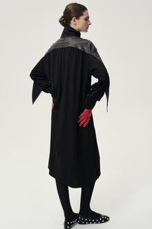 Leather Gathered Dress Black