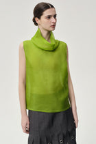 Silk Organza Turtleneck Top Ivy Green