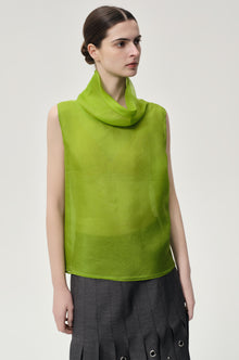 Silk Organza Turtleneck Top Ivy Green