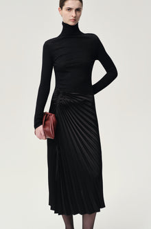 Asymmetrical Pleated Skirt Black