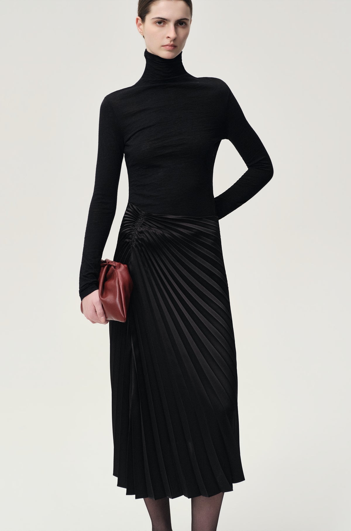 Asymmetrical Pleated Skirt Black