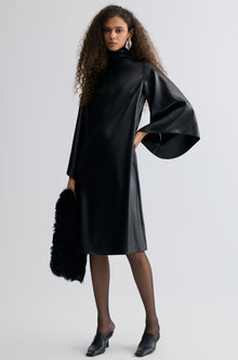 Waxed Slouch-neck Dress