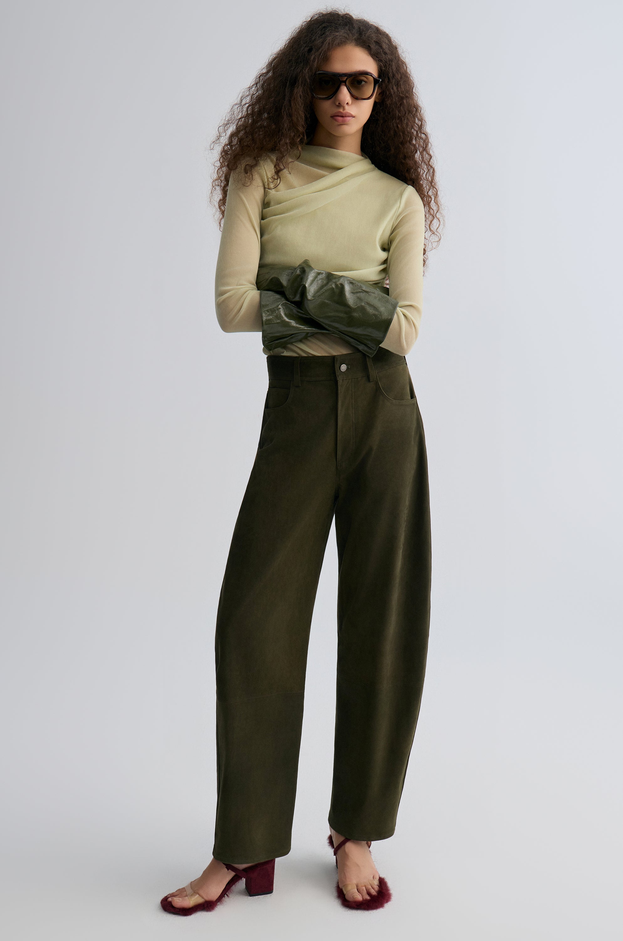 Suede Balloon Pants