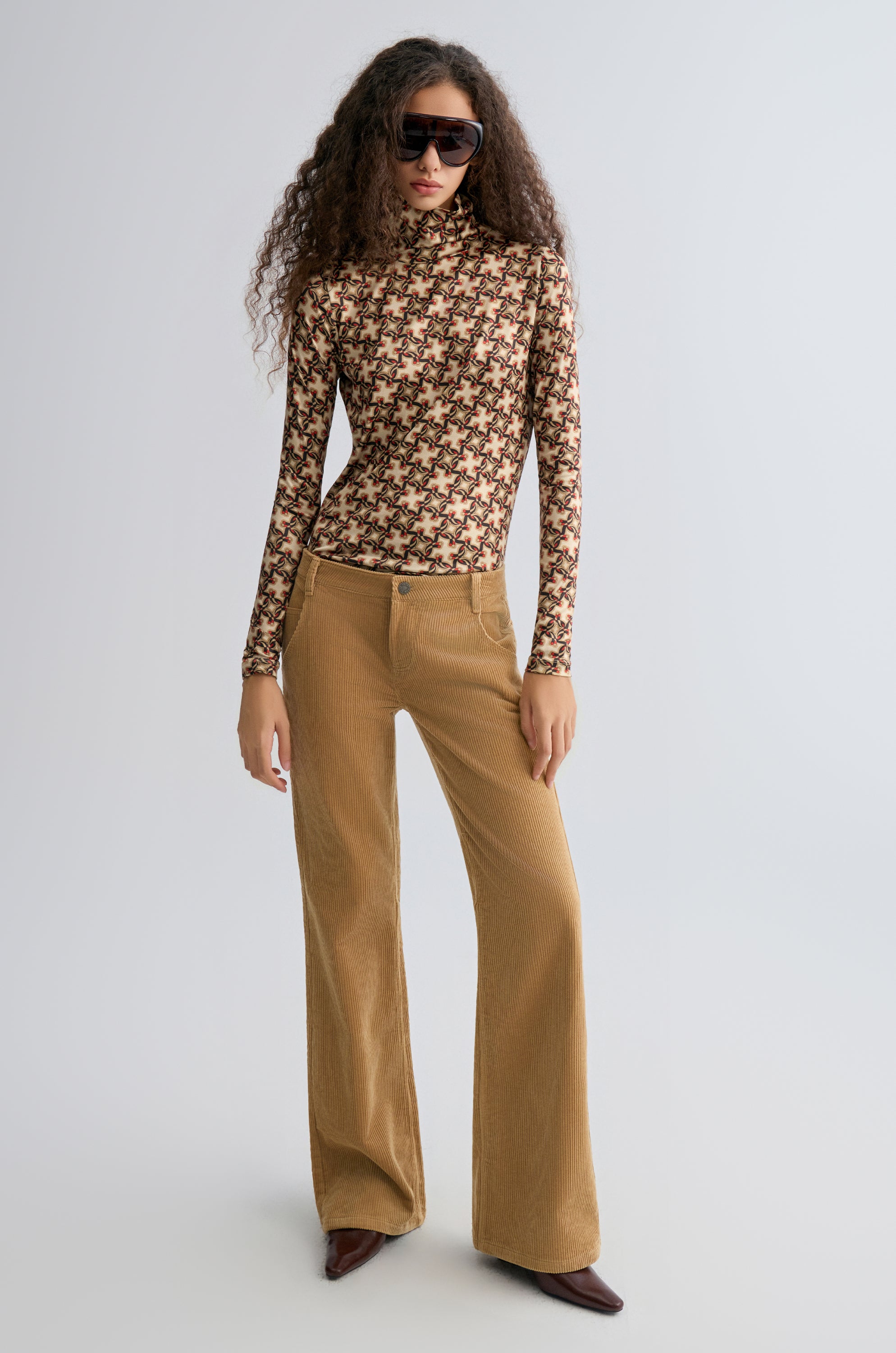 Corduroy Flared Trousers Sand