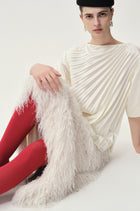 Asymmetrical Pleated Blouse Ecru