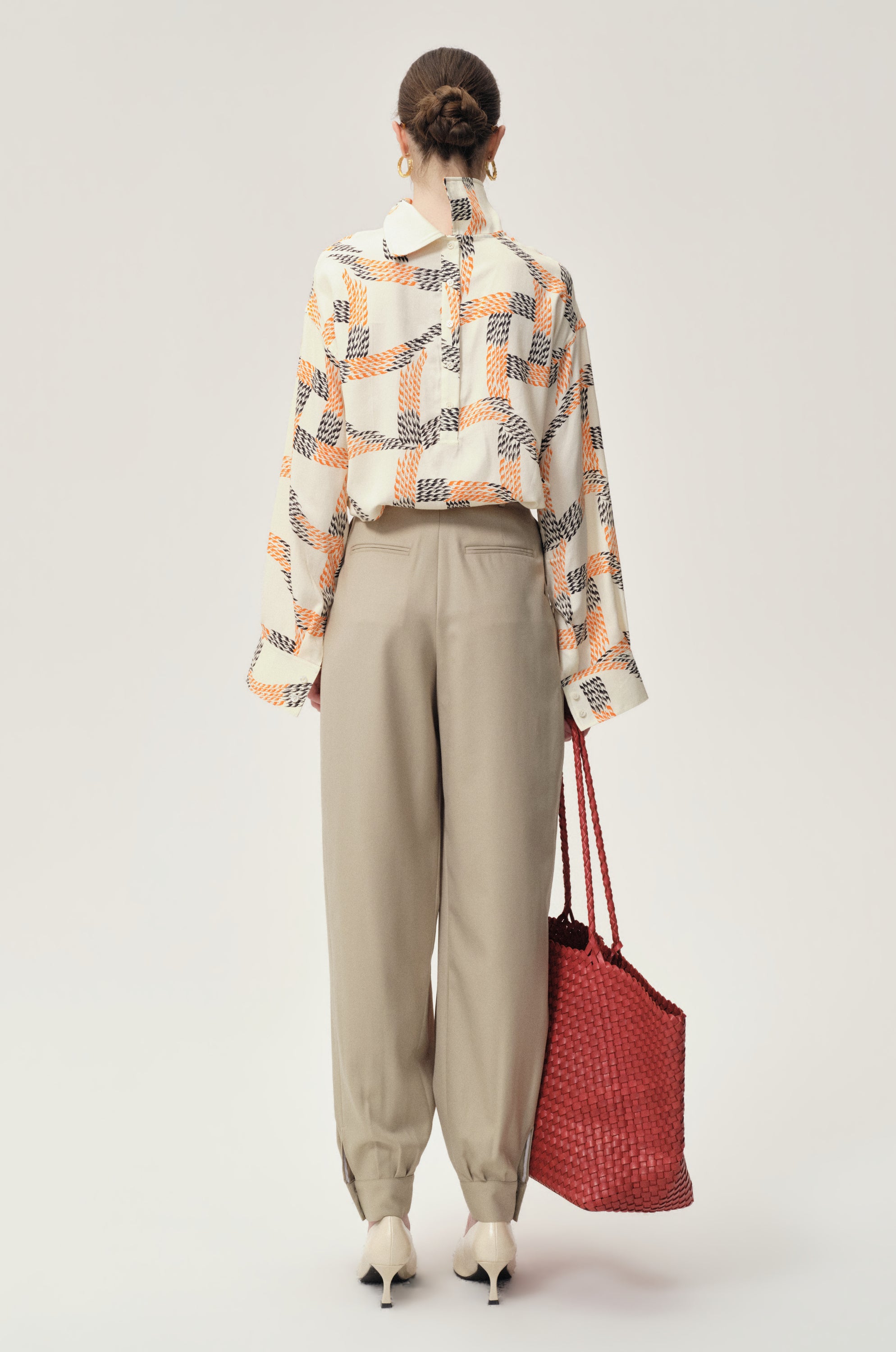 Printed Reversed Collar Shirt Ivory