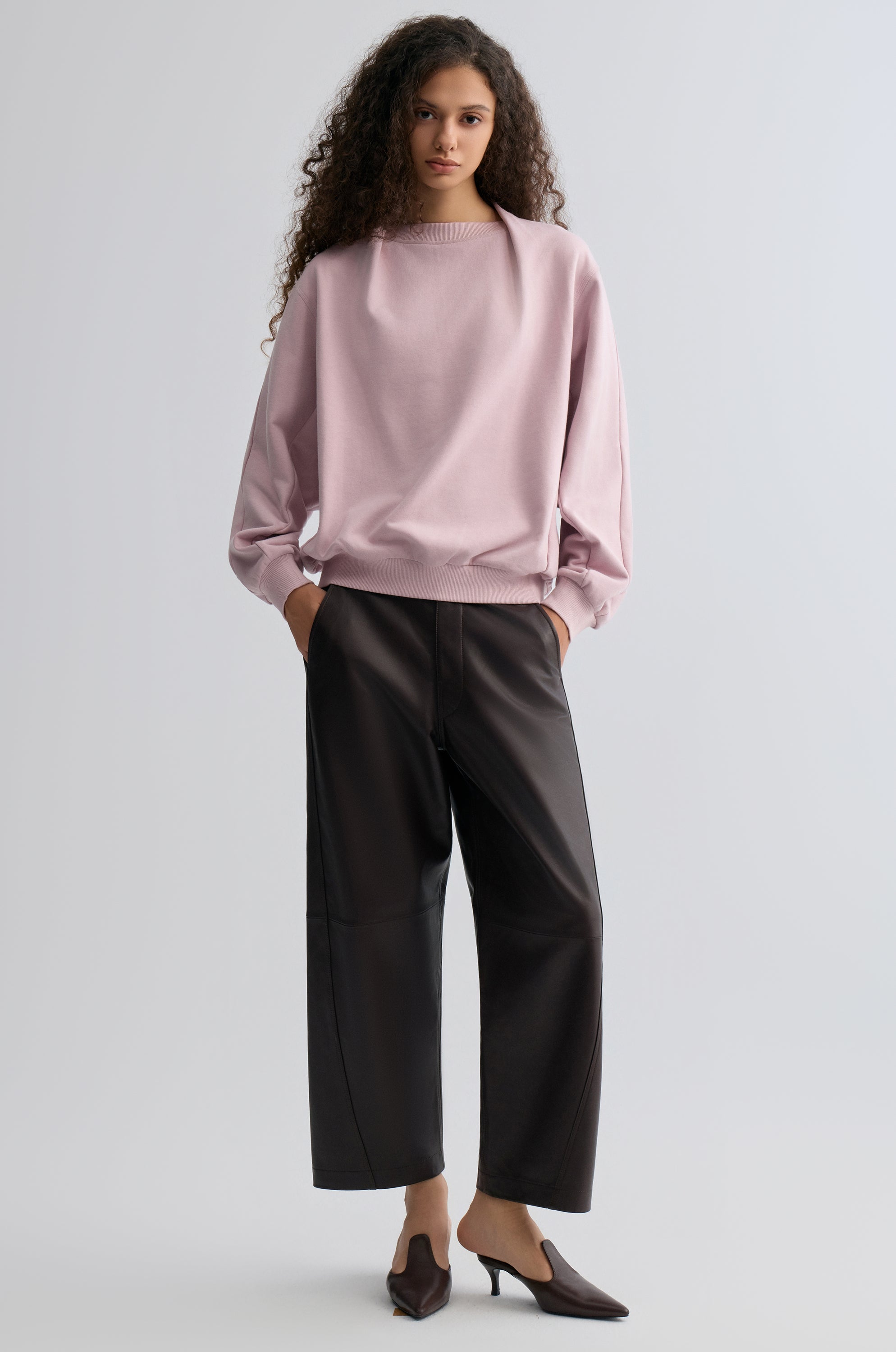 Cotton Panelled Sweater Lilac