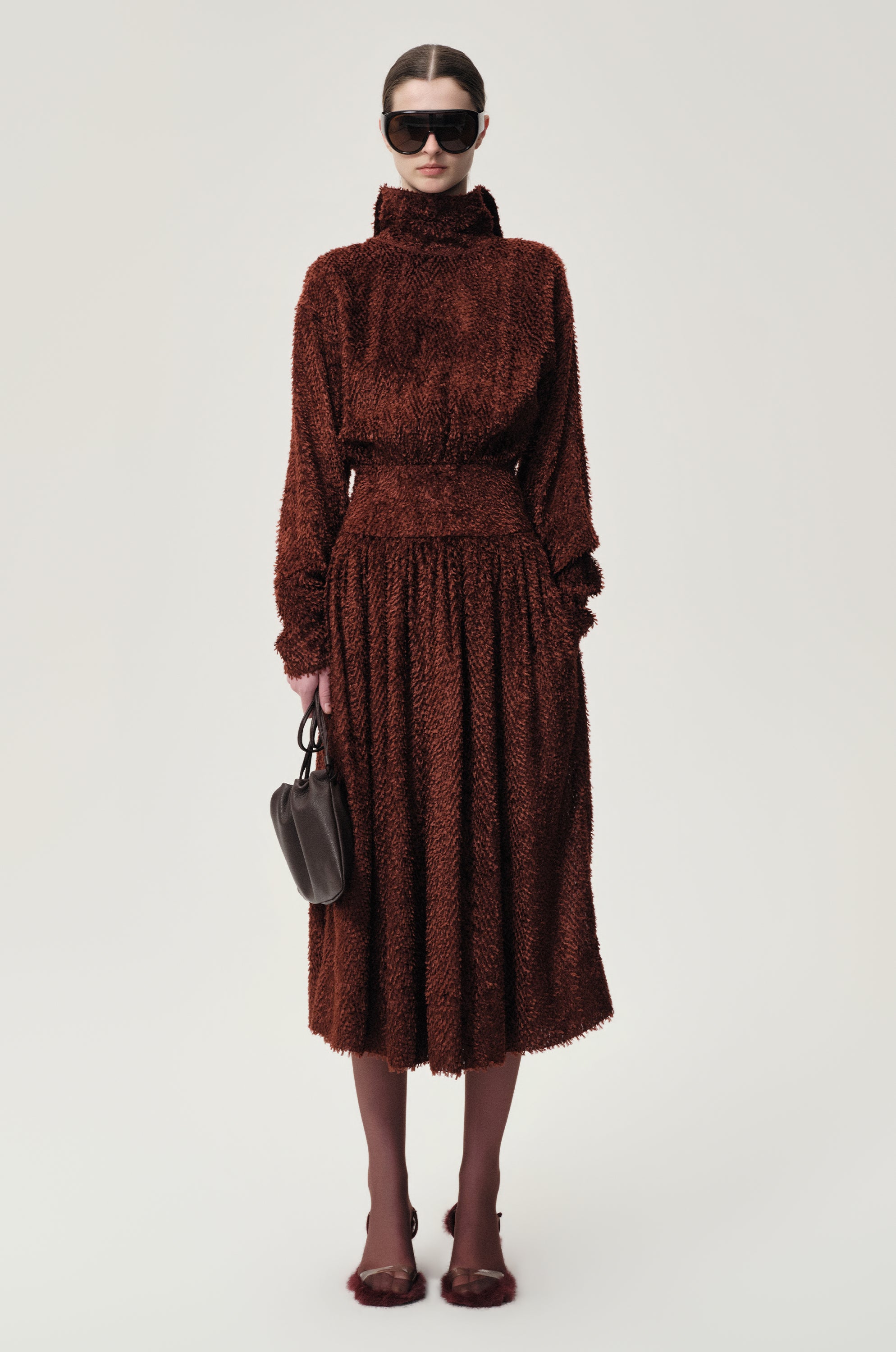 Brushed Trompe-l'œil Dress Cranberry