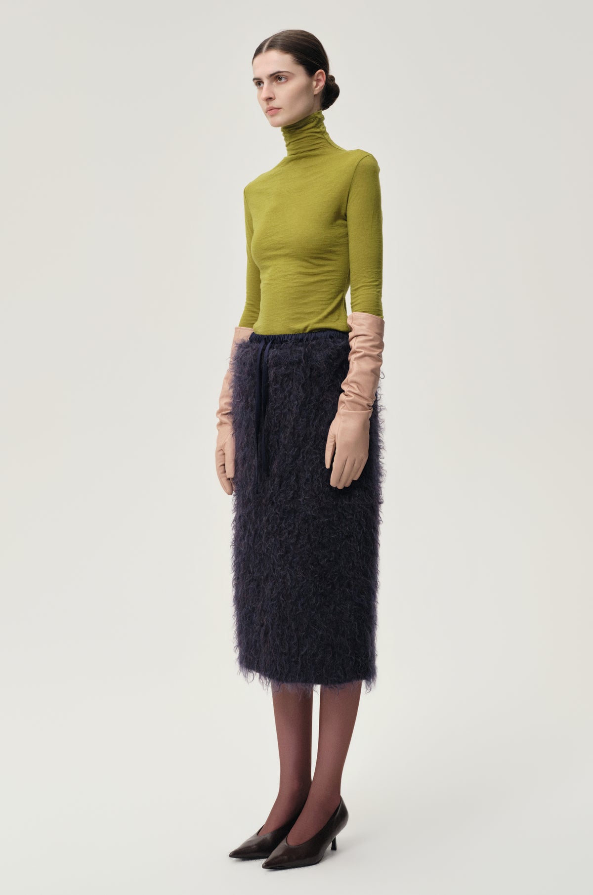 BOUCLÉ Mohair Midi Skirt Midnight