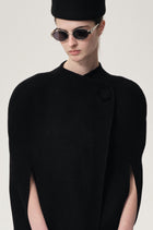 Double-faced Sculptural Wool Cape Coat Black