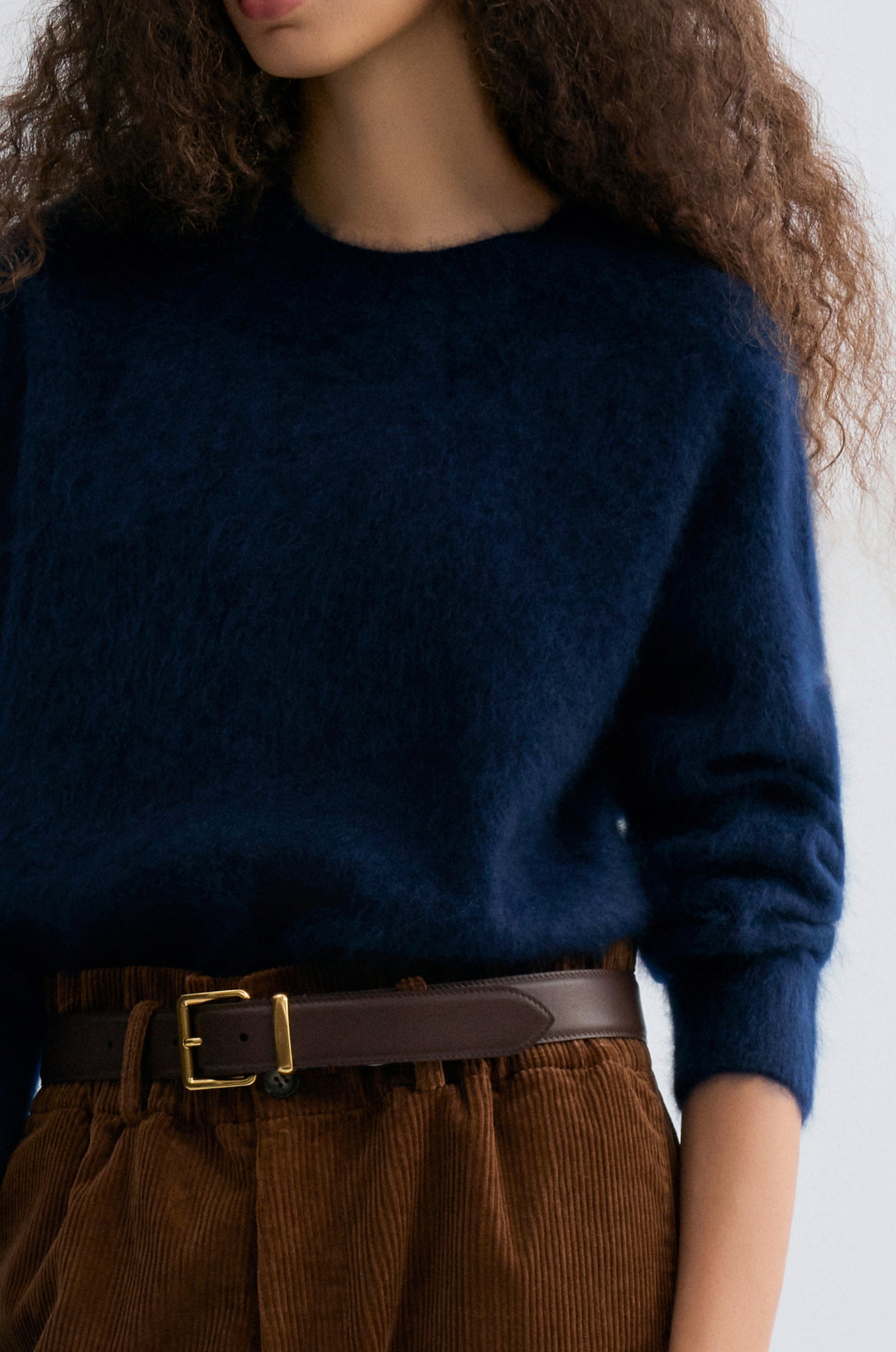 Buttery Boxy Brushed Wool Sweater Navy