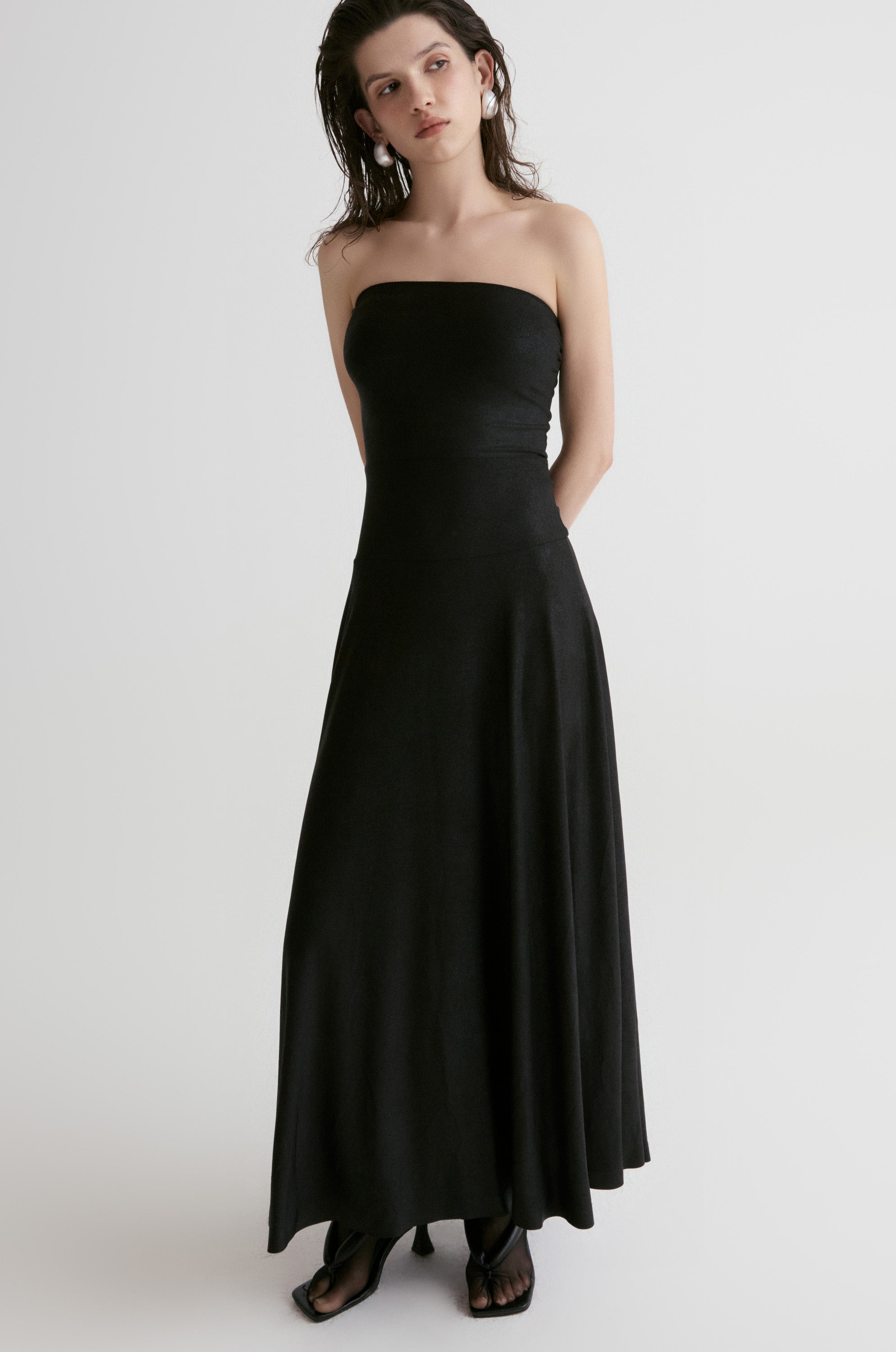 Strapless Jersey Maxi Dress
