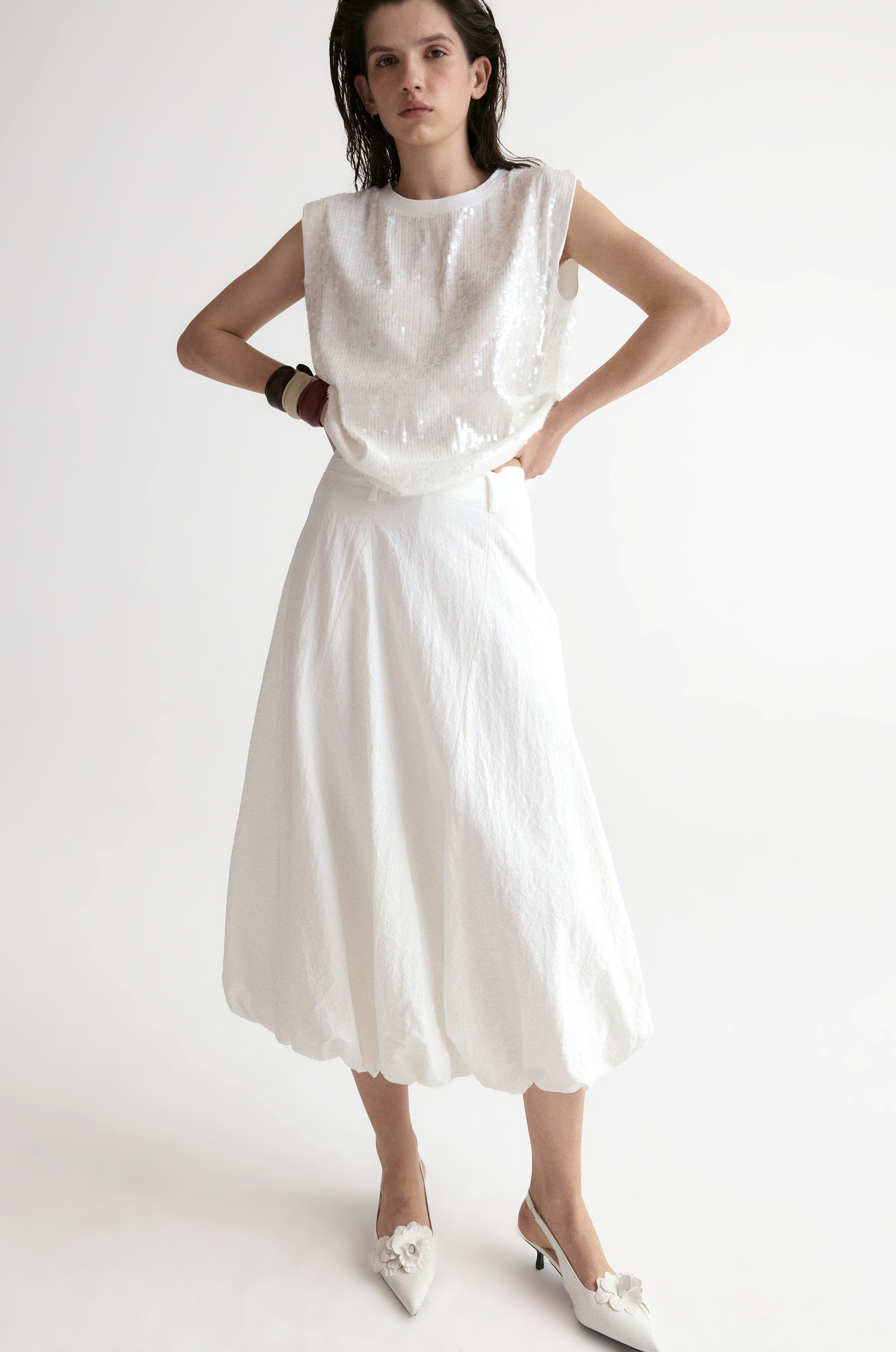 Amalfi Ballon Skirt-White