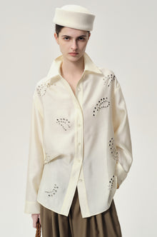 Stud-embellished Shirt Vanilla