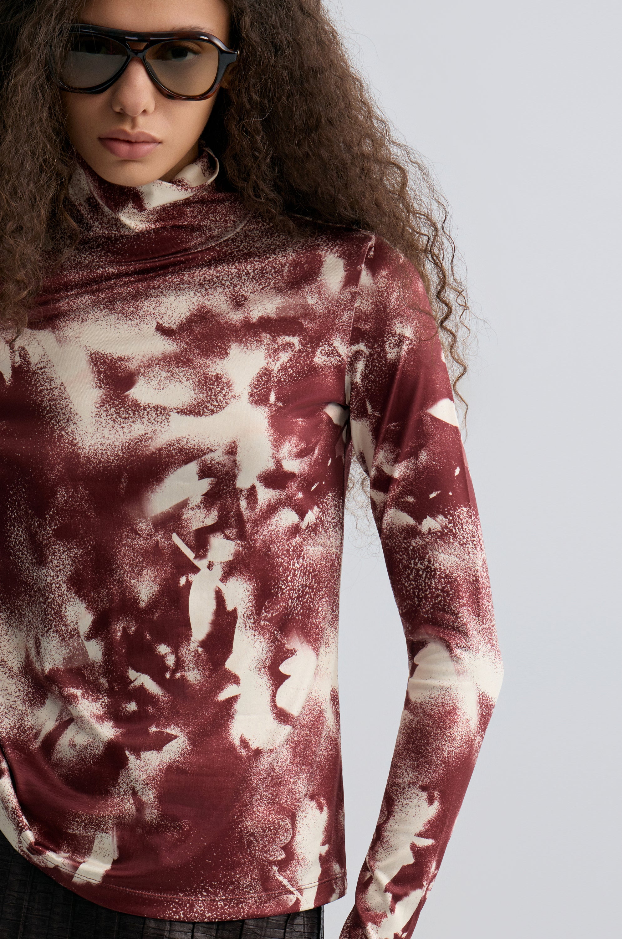 Shadow Long Sleeve Turtleneck Top Cranberry