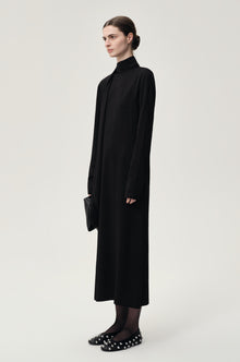Reversible Fringed Scarf Dress Black