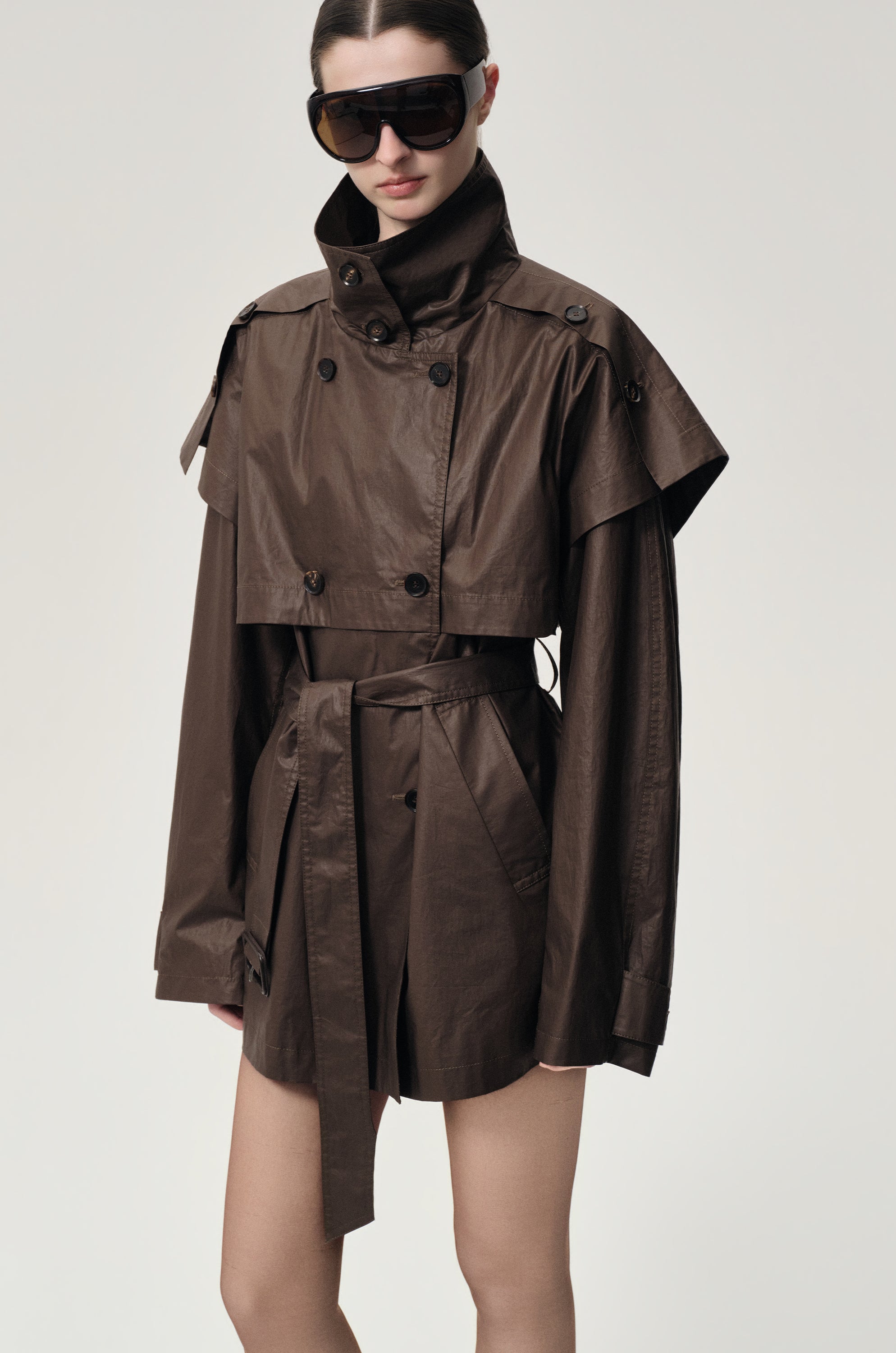 Lisa  Cape Trench Dark Cherry