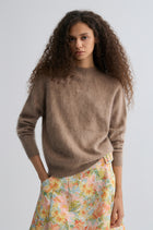 Buttery Boxy Brushed Wool Sweater Truffle Melange