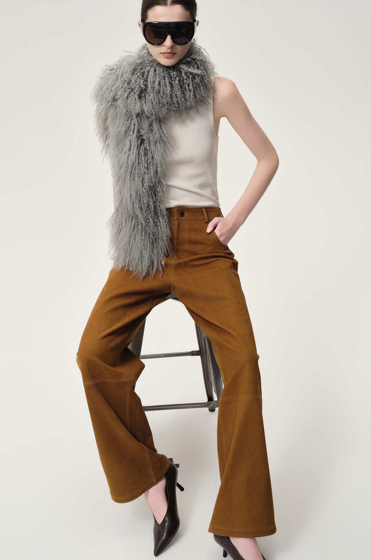 Corduroy Suede Trousers Tobacco