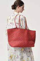 Soleil Woven Large Tote Red