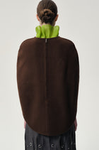 Opera Double-faced  Wool Cape Top Chocolate Brown
