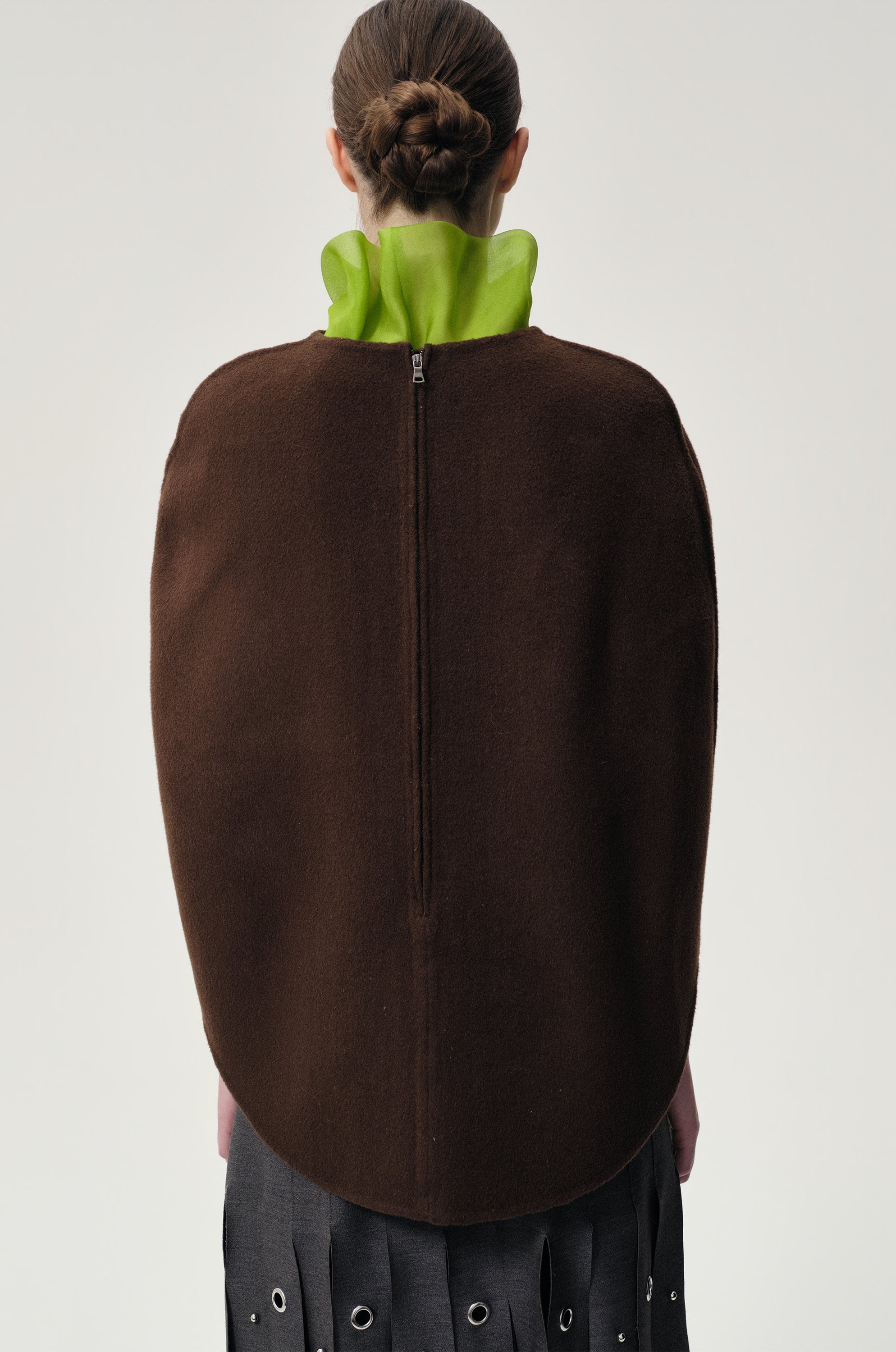 Opera Double-faced  Wool Cape Top Chocolate Brown