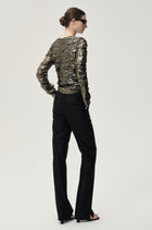 Metallic Silk Elastic Gathered Blouse Gold