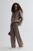 Wide-leg knitted Trousers Taupe Melange
