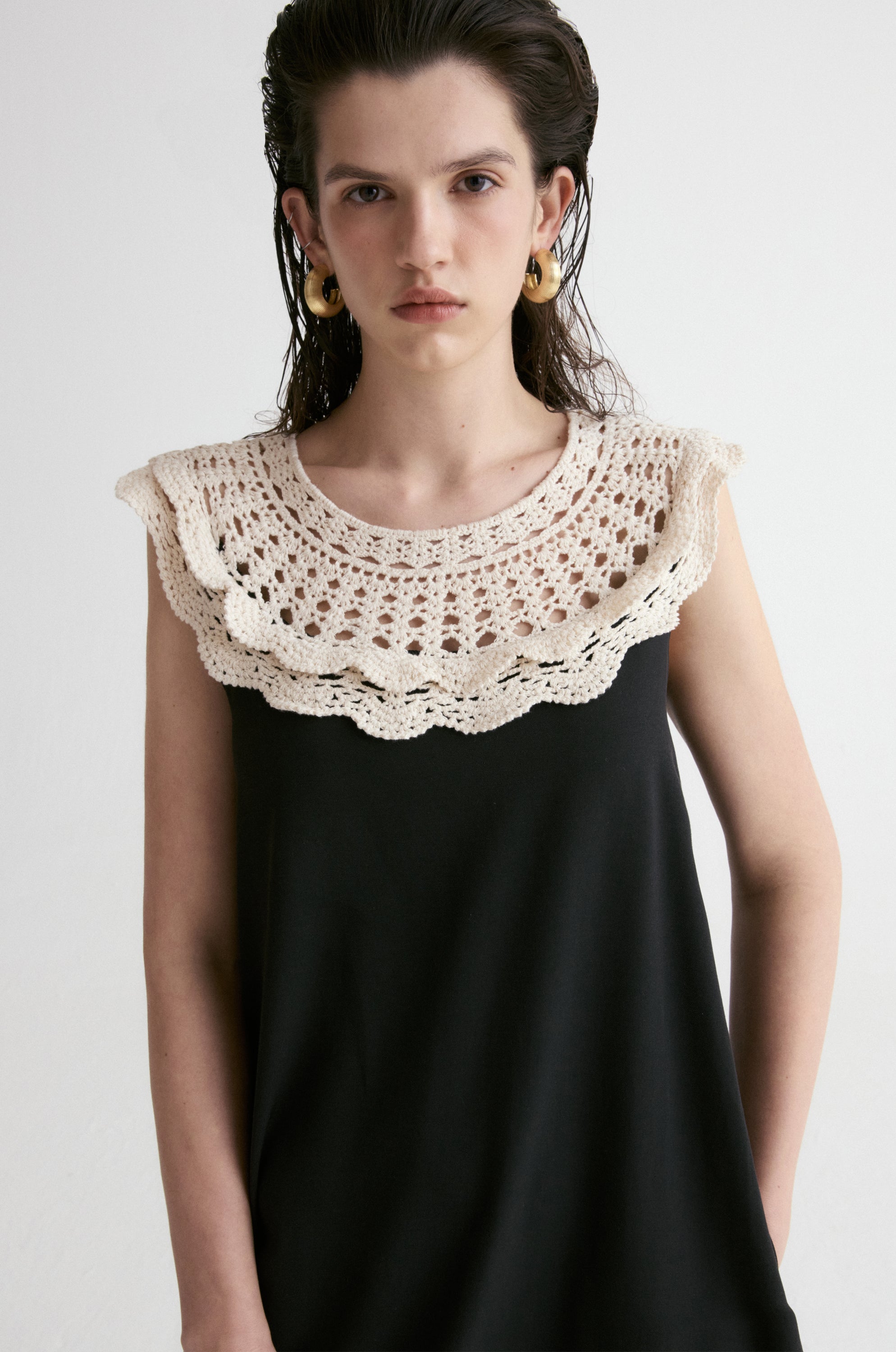 Majorelle Hand-Crochet Collar Dress