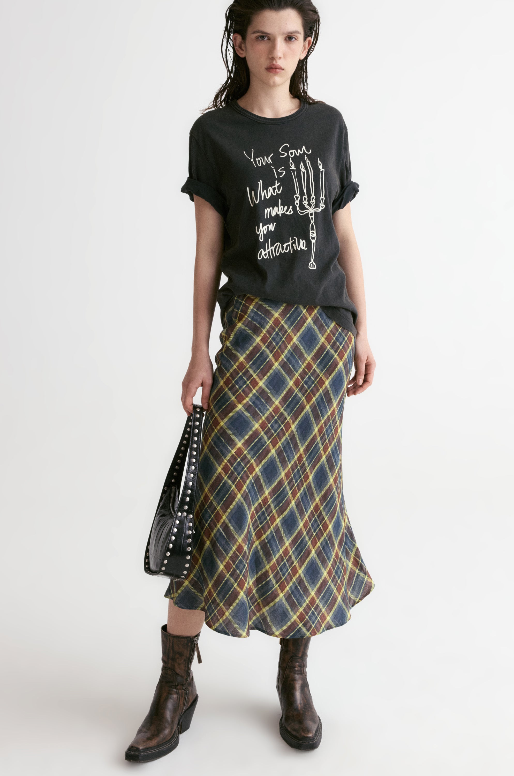 Ziggy Checked Midi Skirt