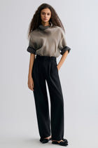 Two-tone Reversible Organza Blouse in silk Black