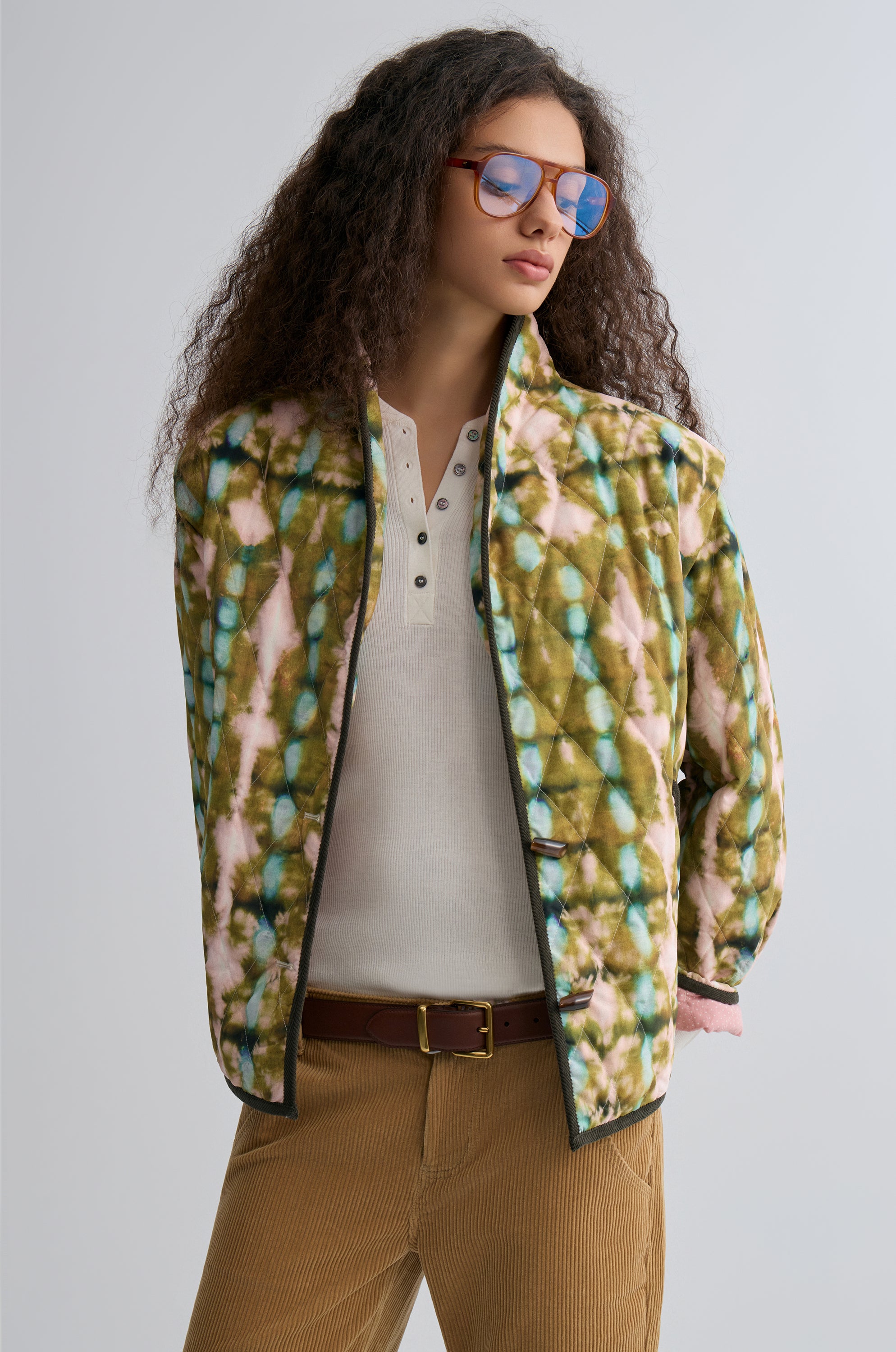 Tie-dye Bohemie Printed Quilted Jacket Mountain Green