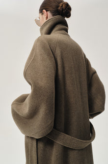 Double Alpaca Wool Wrap Coat Squirrel Melange