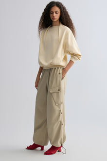 Cotton Panelled Sweater Cream