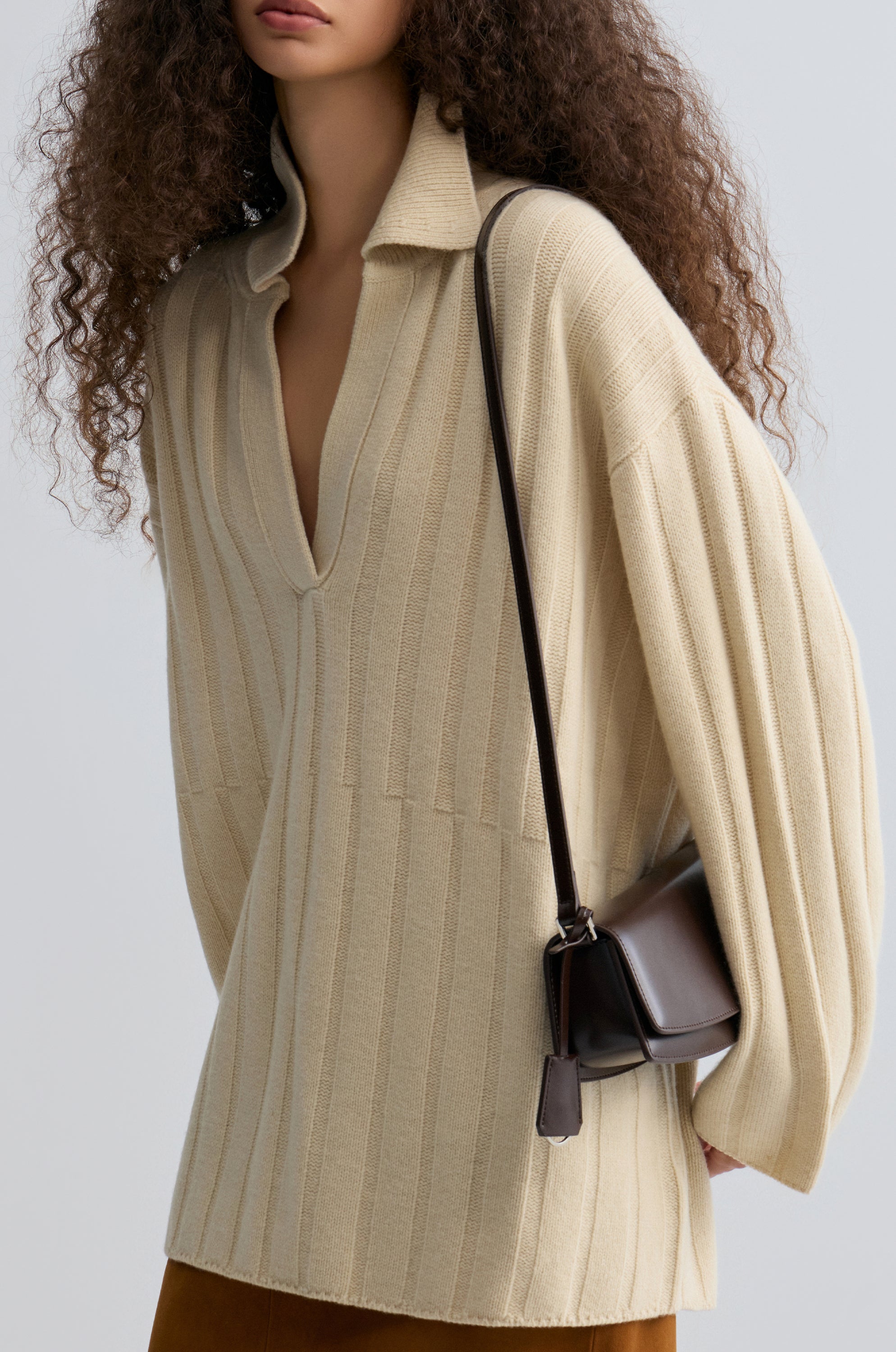 Boyfriend Collar Sweater in wool and yak-blend