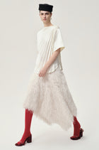 Asymmetrical Pleated Blouse Ecru