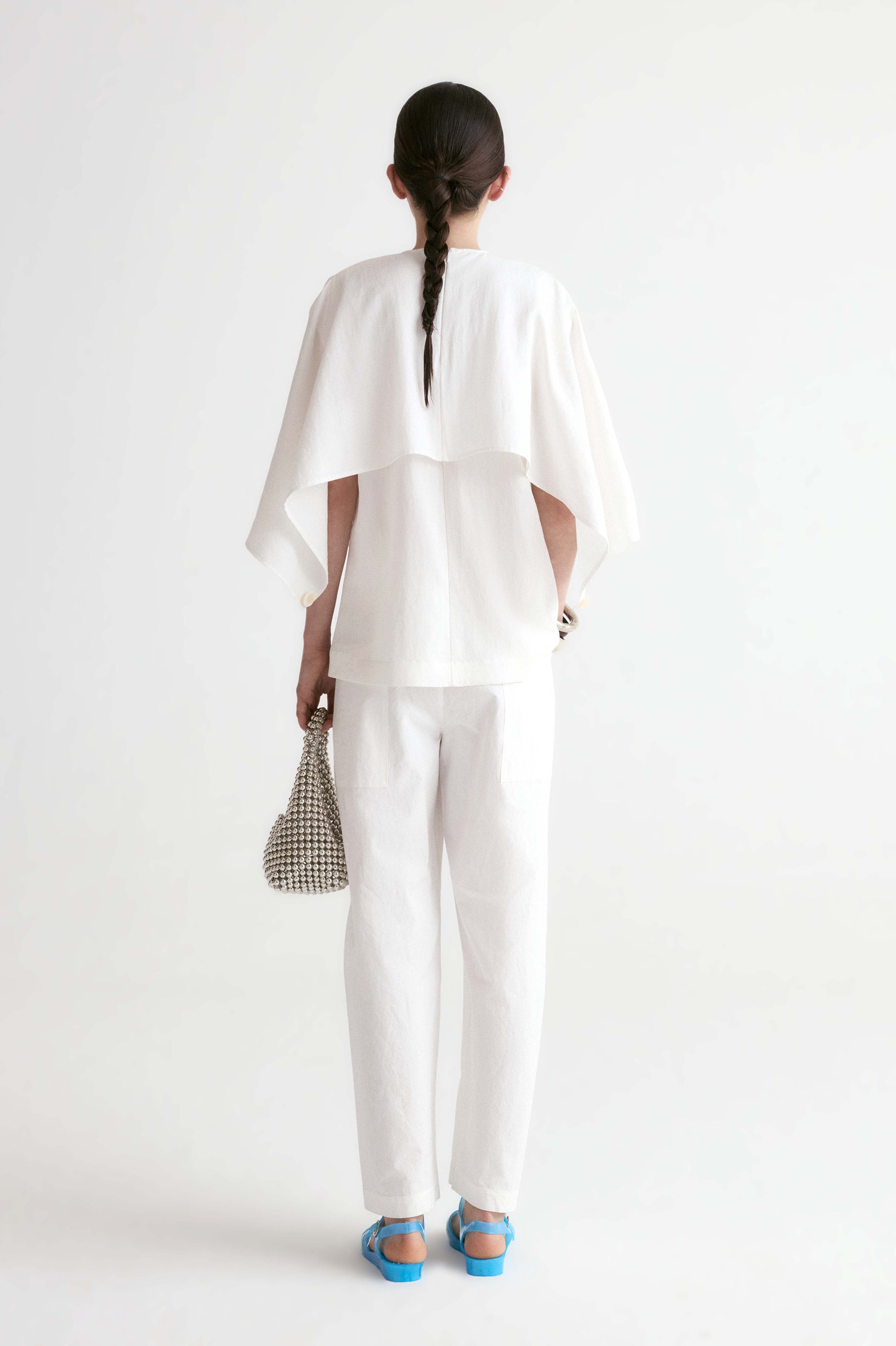 Double Waist Trousers-White