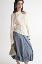 Luma Sheer Draped Top-Vanilla
