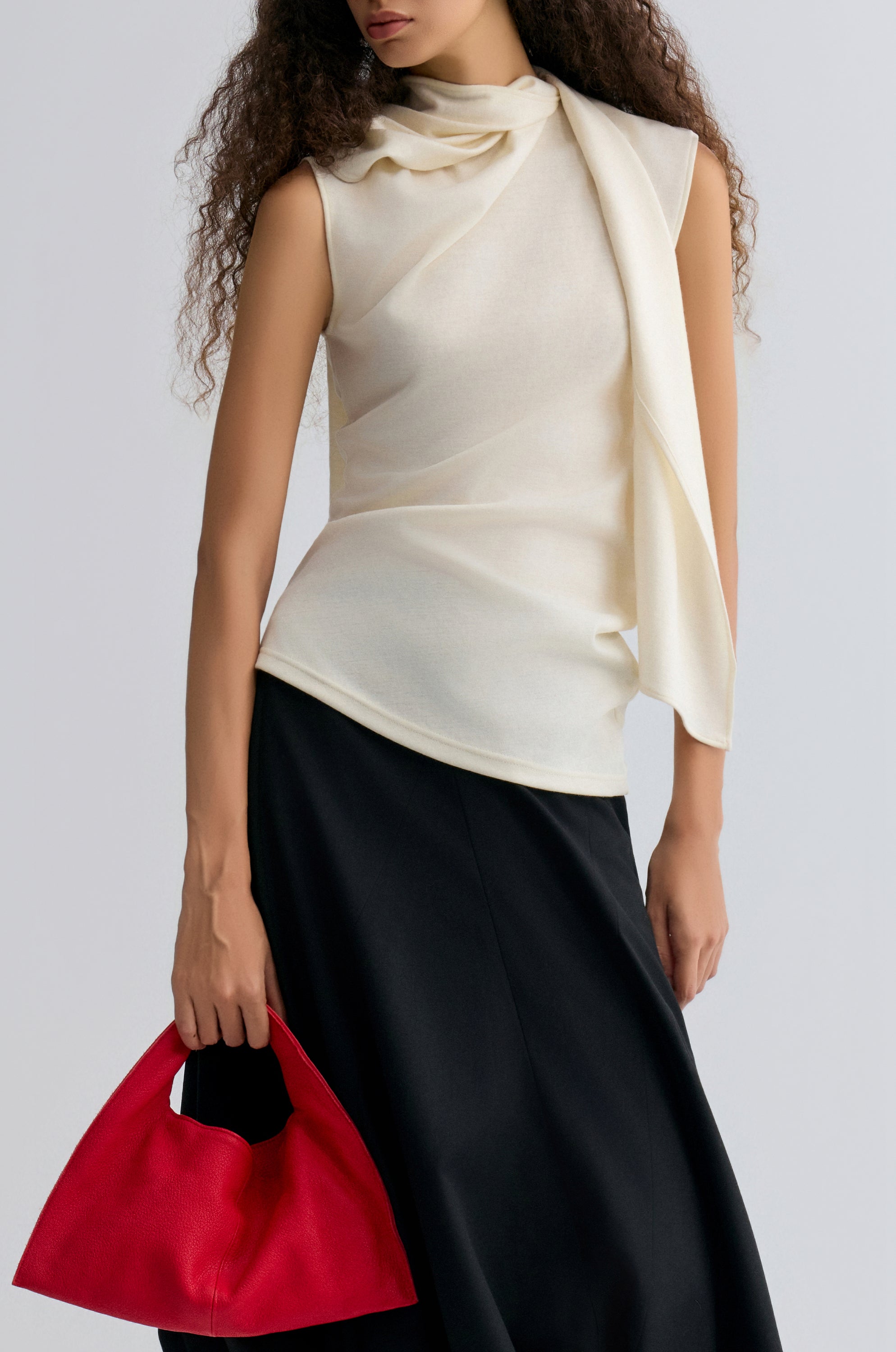 Scarf Wool Top Cream