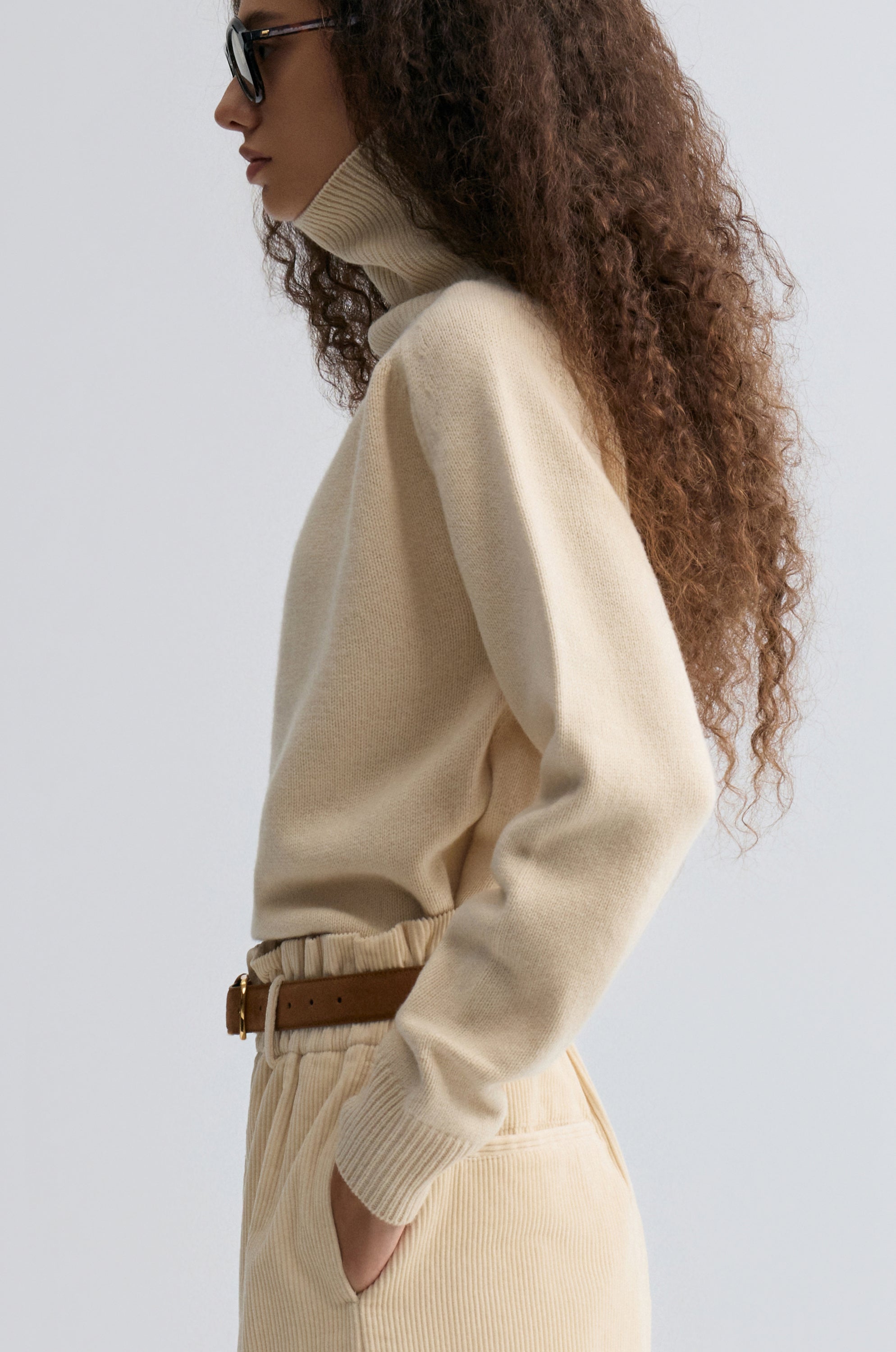 Wool and yak-blend Turtleneck Ivory
