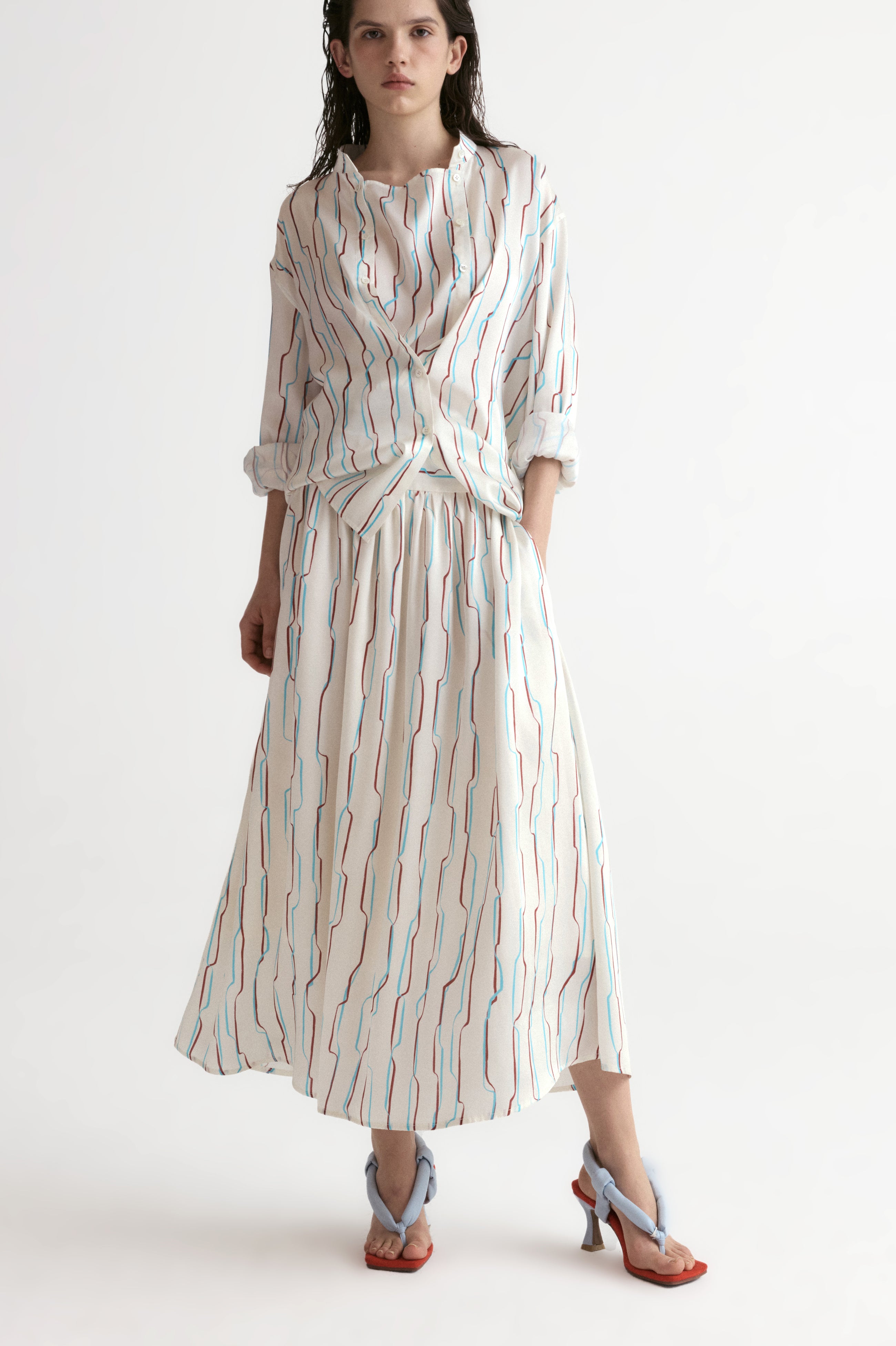 Santorini Full Skirt in Viscose Silk