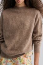 Buttery Boxy Brushed Wool Sweater Truffle Melange