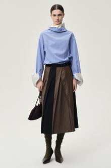 Double-layer Collar Shaped Shirt Sky Blue/White